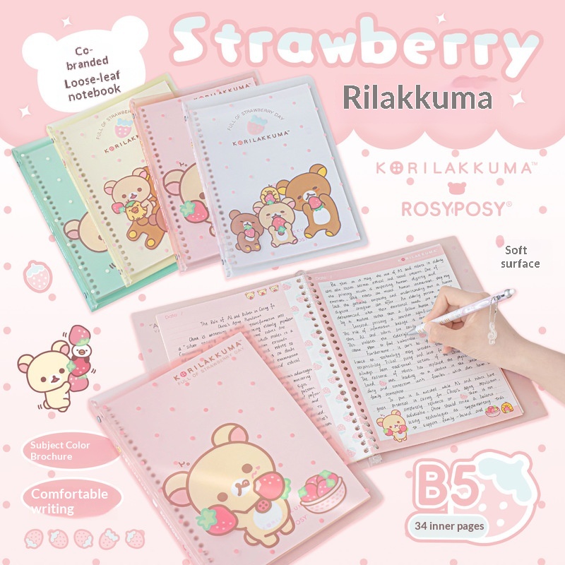 Graph Paper Pad - Rosyposy Korilakkuma Strawberry B5 Loose Leaf