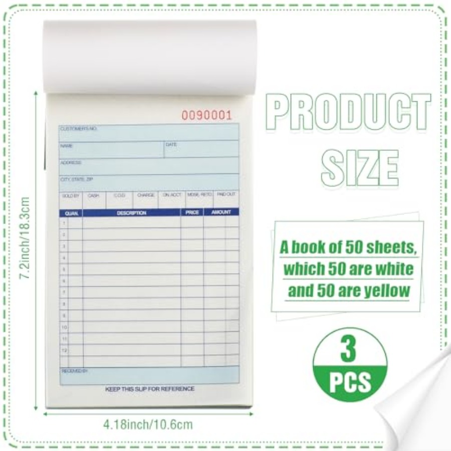 3 Pads Sales Order Books 2 Par - đánh giá và giá Carbon Copy Book