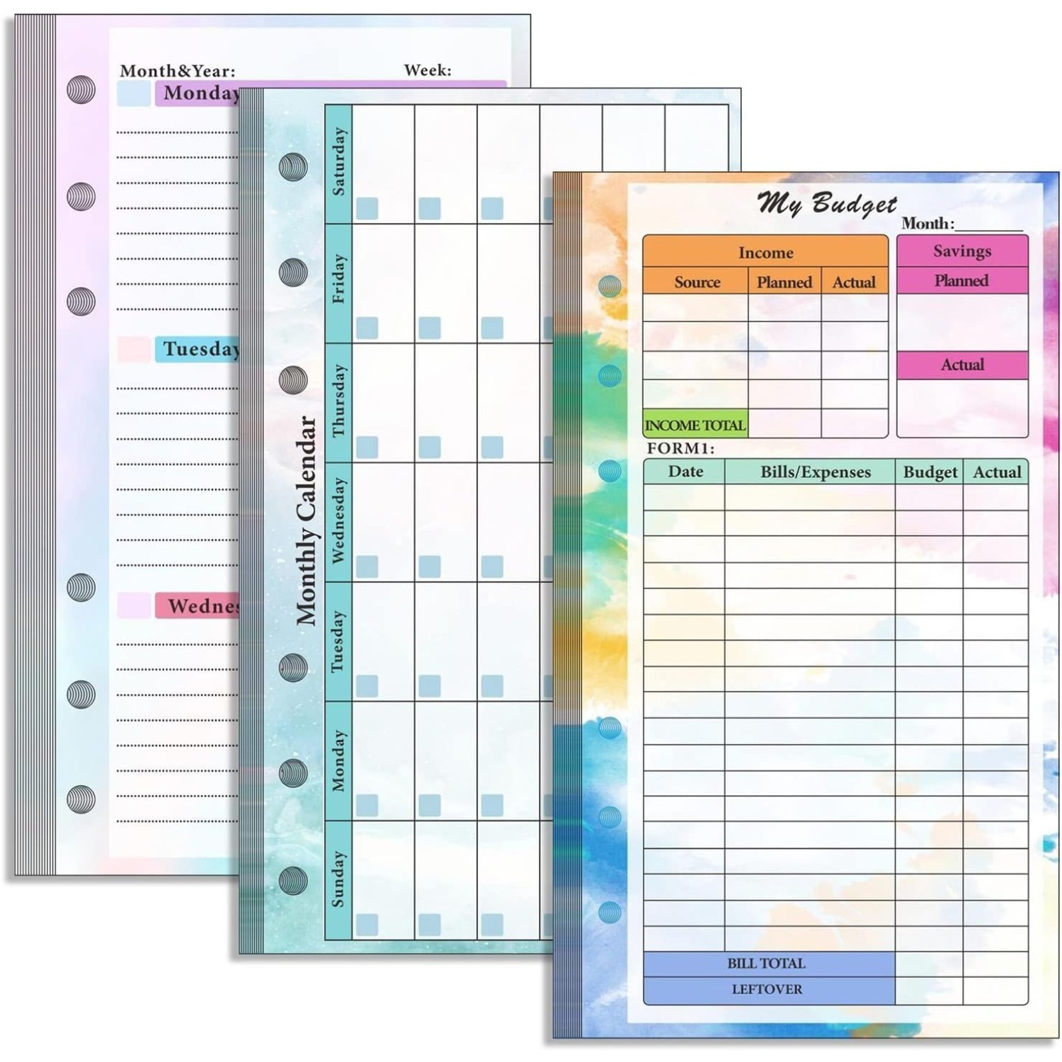 Set of 6-hole A6 binder refill - đánh giá và giá Planner Weekly Budget