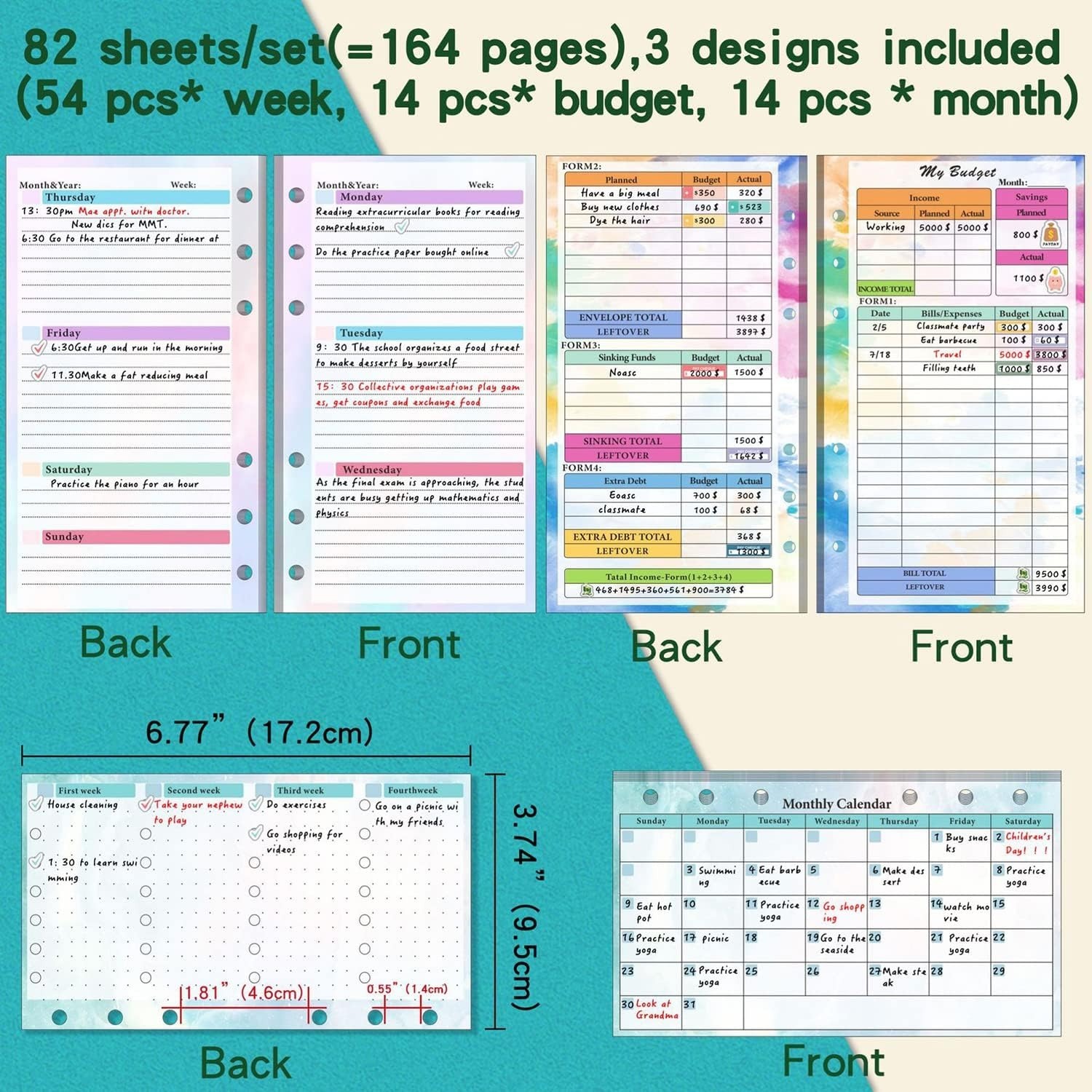 Set of 6-hole A6 binder refill - đánh giá và giá Planner Weekly Budget