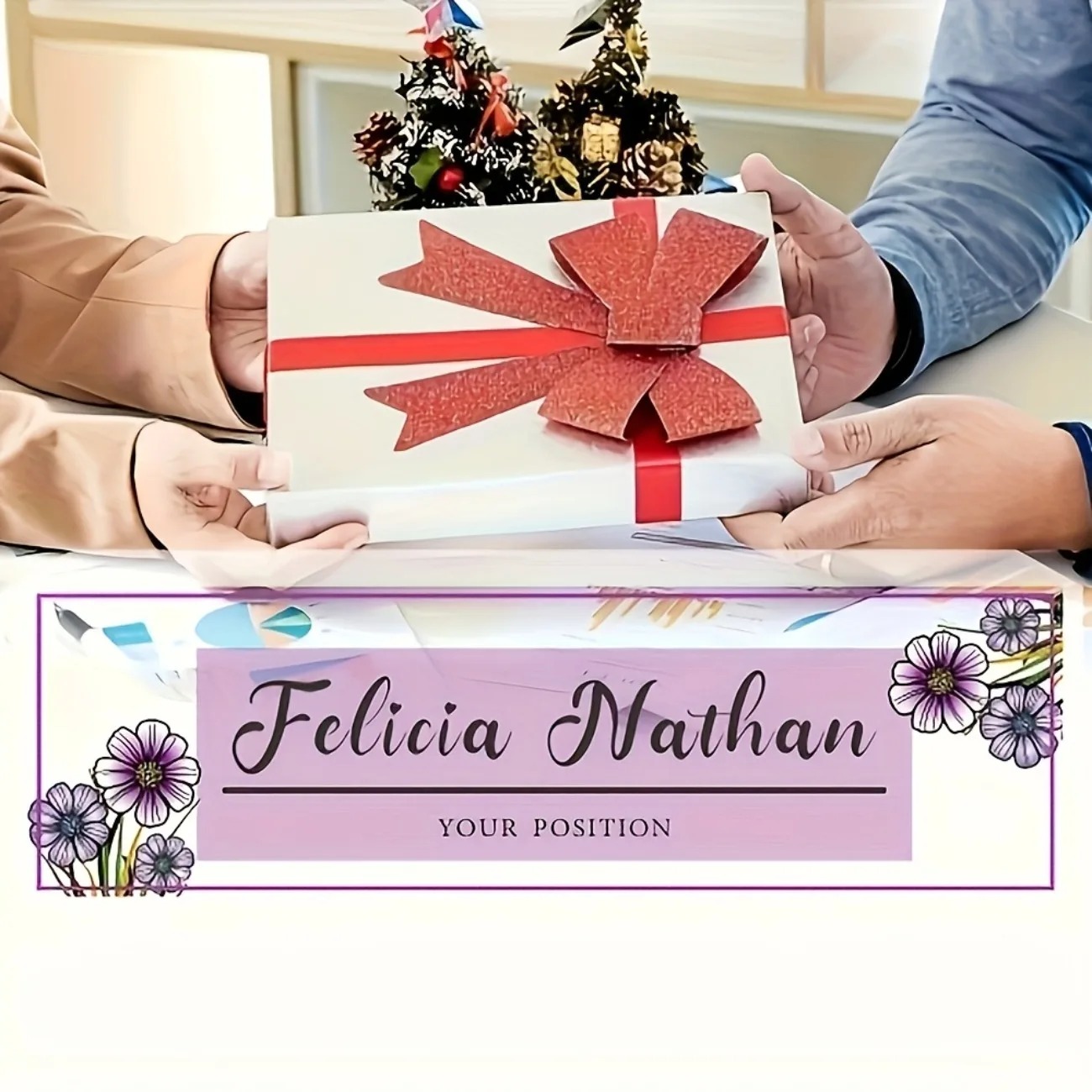 Elegant Pink‑Purple Floral Acr - đánh giá và giá Desk Name Plate