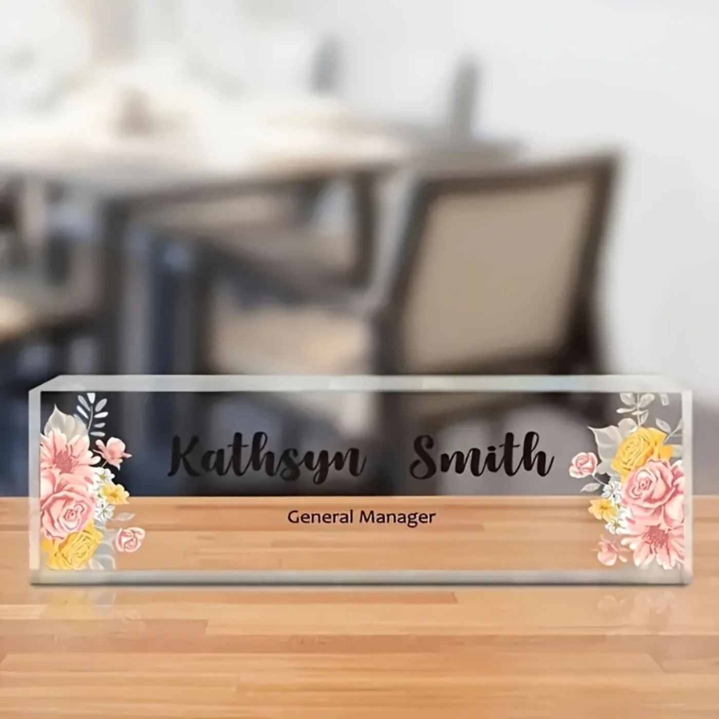 1PC 2D Flat Elegant Floral Acr - đánh giá và giá Desk Name Plate
