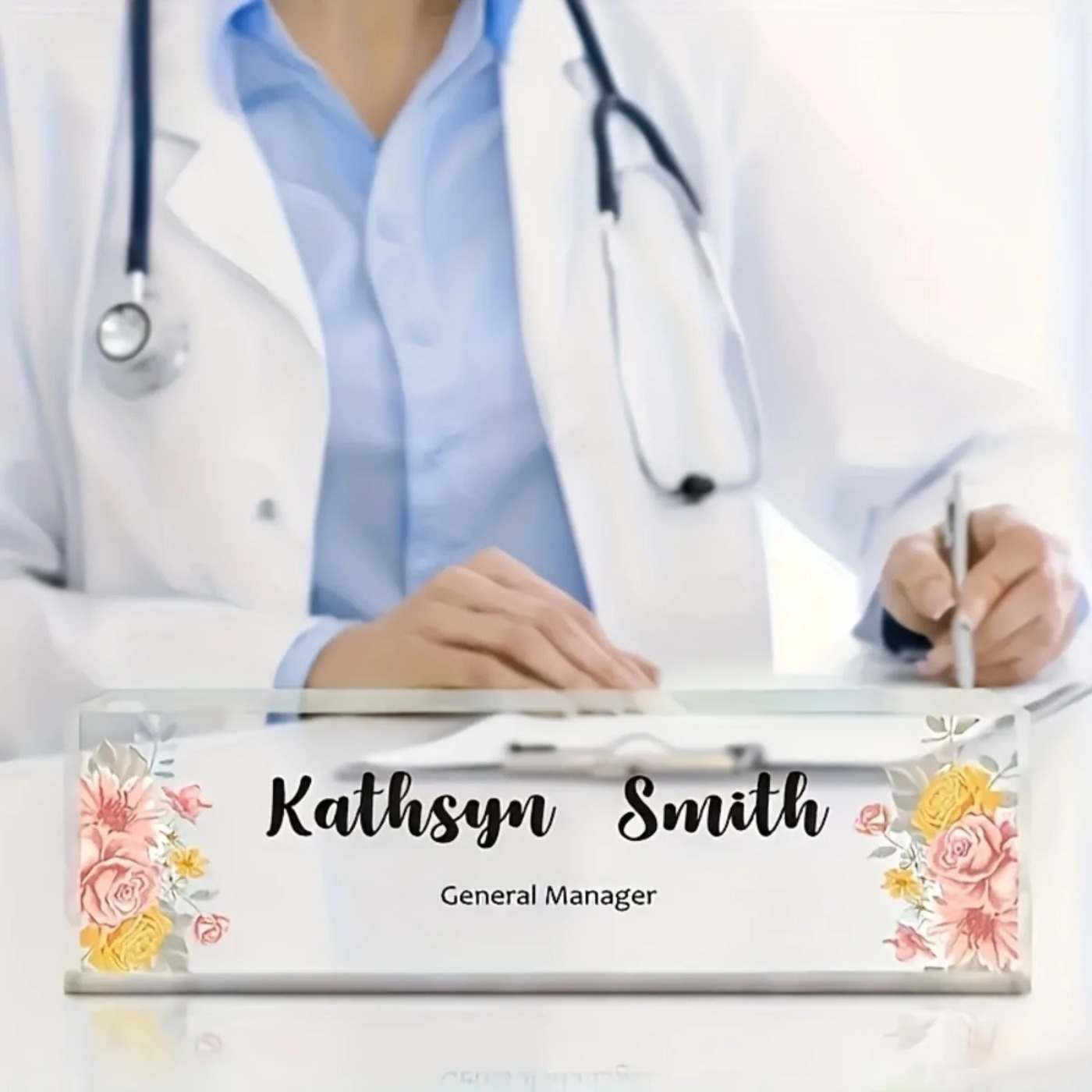 1PC 2D Flat Elegant Floral Acr - đánh giá và giá Desk Name Plate