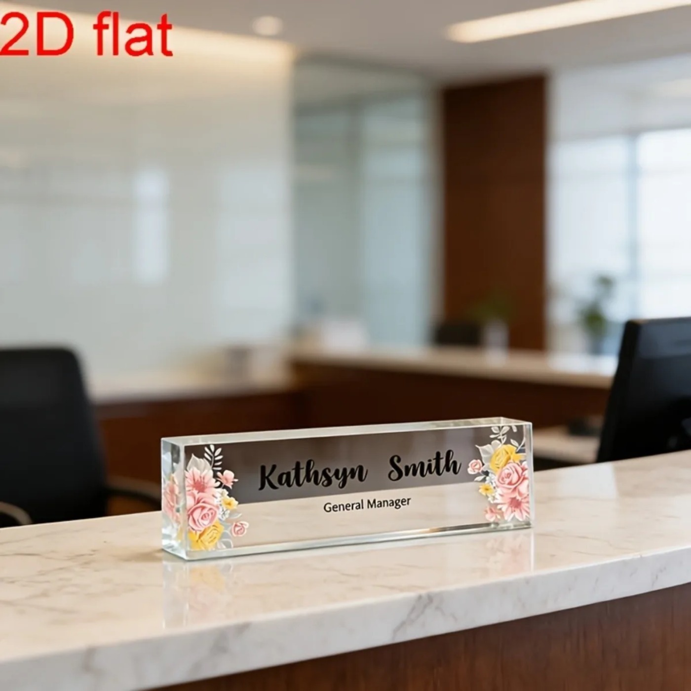 1PC 2D Flat Elegant Floral Acr - đánh giá và giá Desk Name Plate