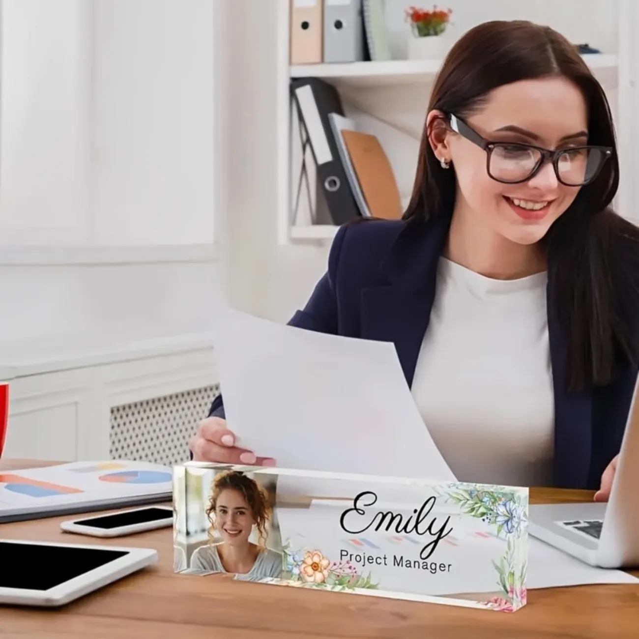1PC Personalized Floral Acryli - đánh giá và giá Desk Name Plate