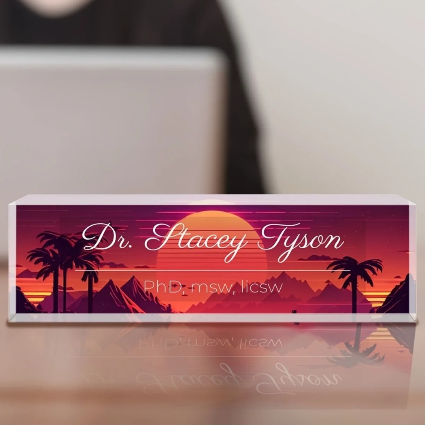 [2D Flat] Sunset Design Custom - đánh giá và giá Desk Name Plate