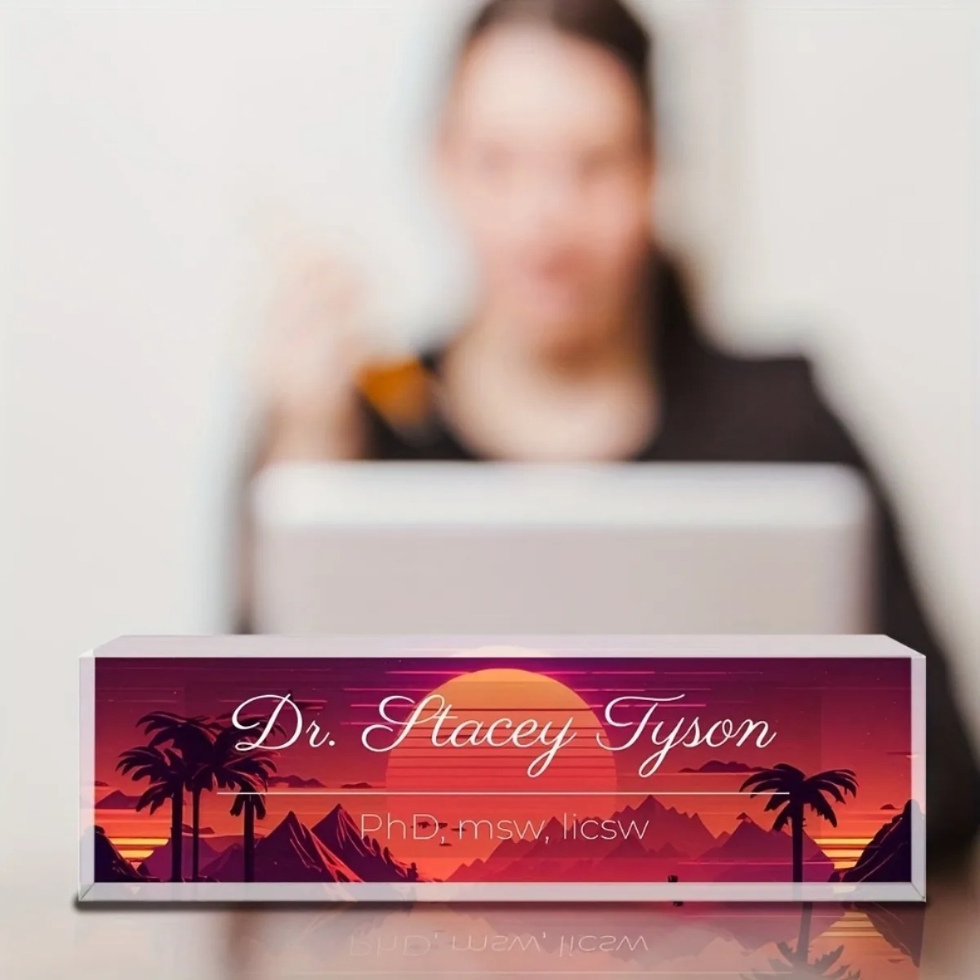 [2D Flat] Sunset Design Custom - đánh giá và giá Desk Name Plate