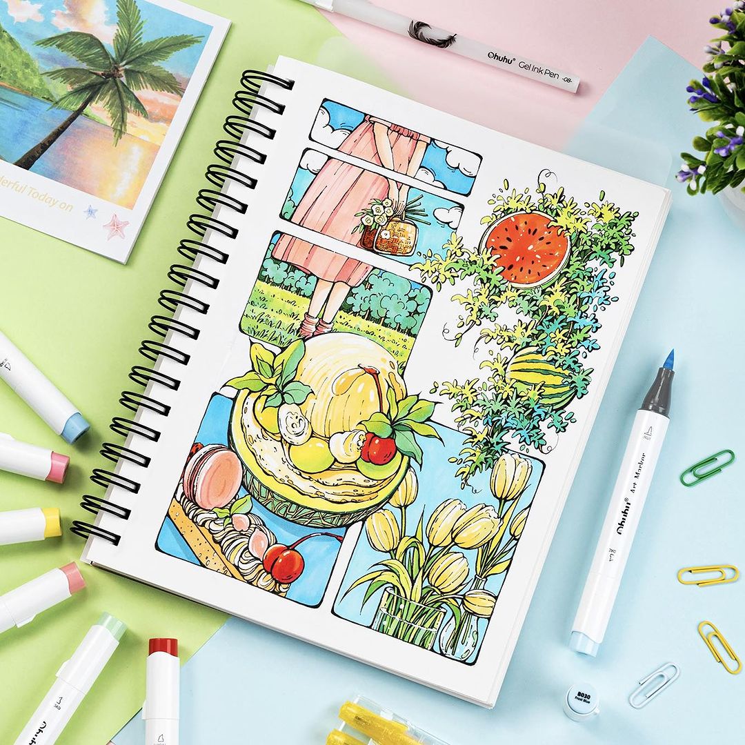 Ohuhu Honolulu Marker Pen Set  - đánh giá và giá Copic Marker Sketch